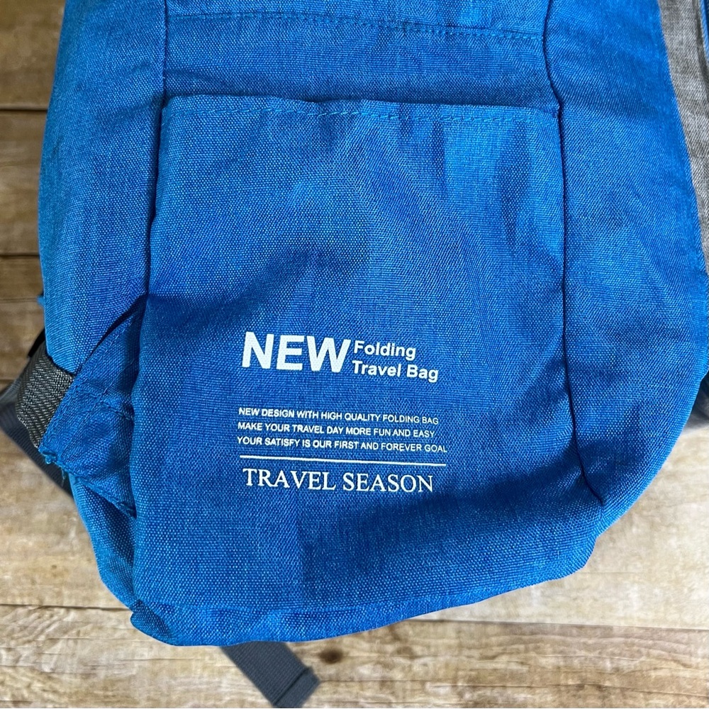 Travel Season Folding Backpack 20 Blue Grey Lightweight Packable Daypack Bag - Picture 10 of 12